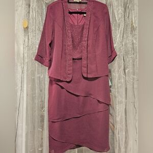 NWT Maya Brooke Burgandy 2 PC Dress